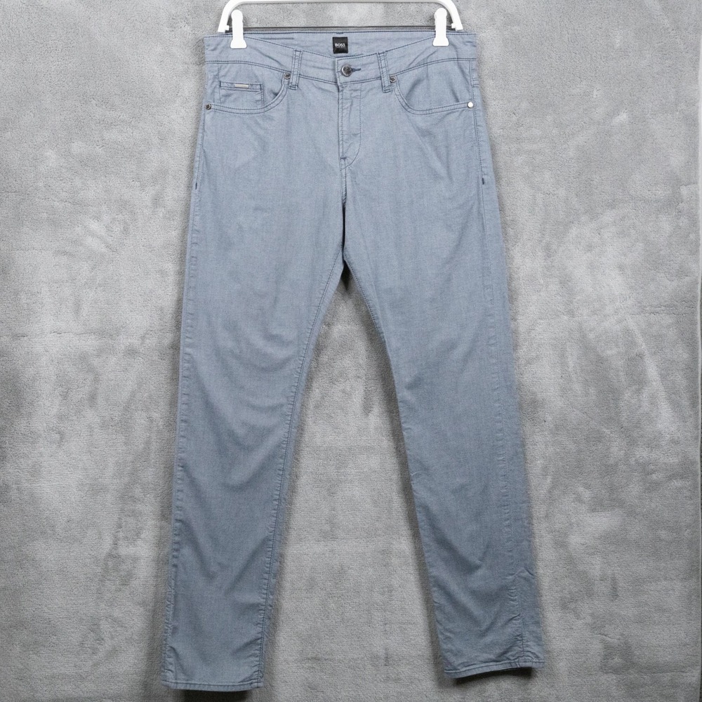 BOSS HUGO BOSS Delaware Slim Fit 5 Pocket Pants Jeans Chambray Blue Mens 32x32